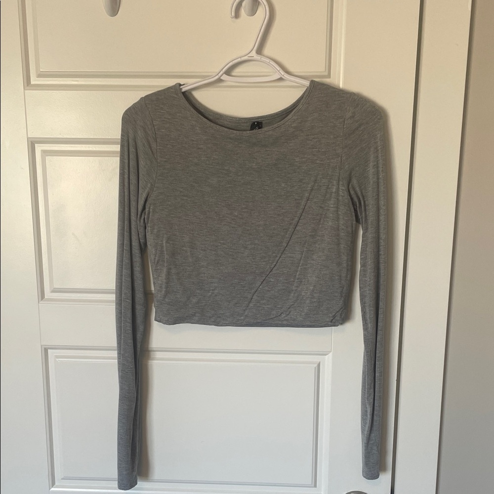 Elegant Gray Long Sleeve Women's Top